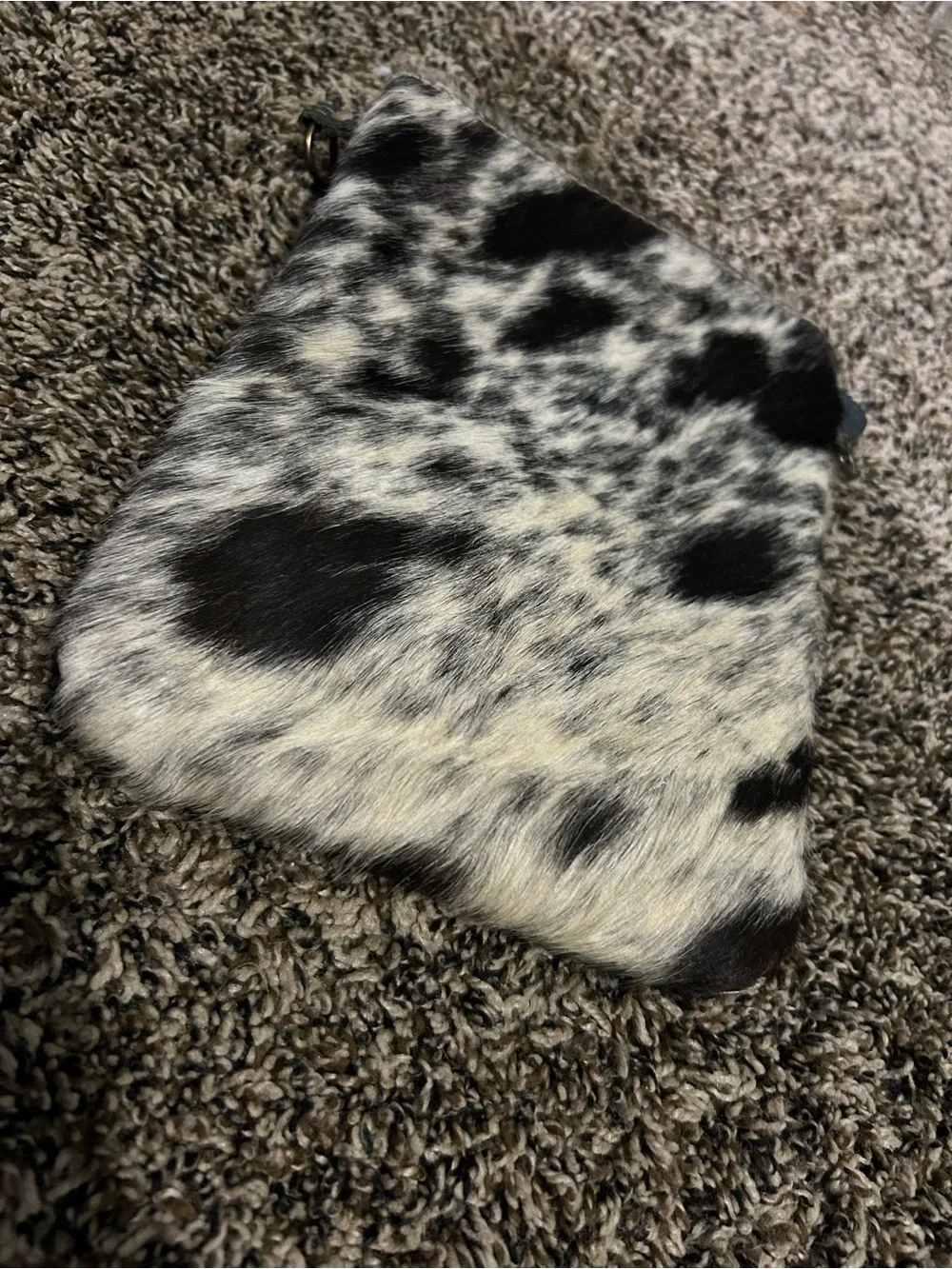 Myra Bag Cowhide-Print Fur Crossbody - Black & Cream